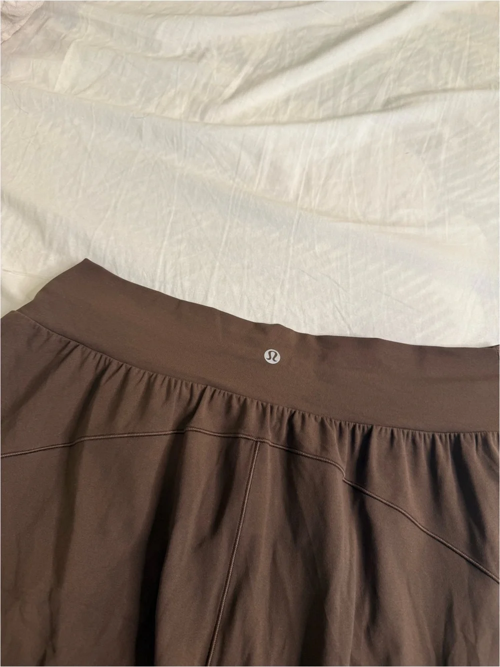 Brown Wide-Leg Cropped Drawstring Pants